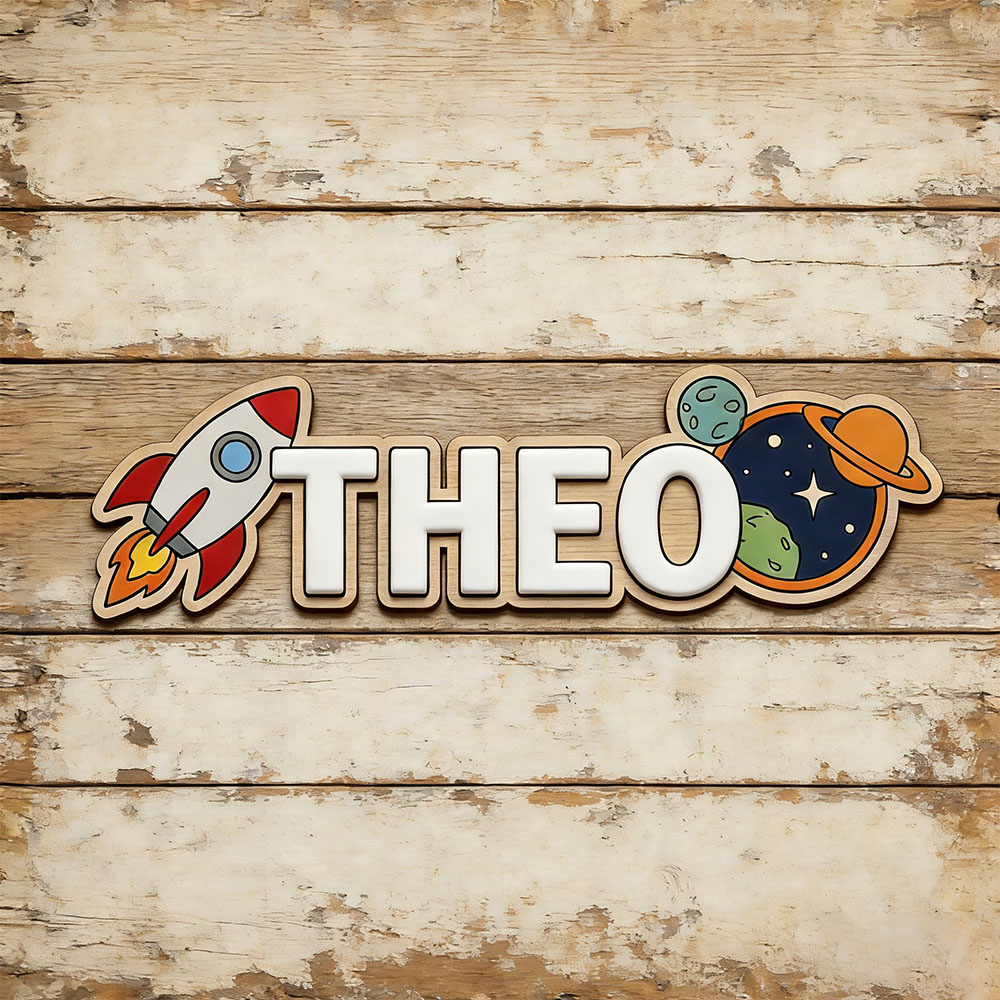 Baby Nursery Decor - Personalized Space Rocket Name Sign for