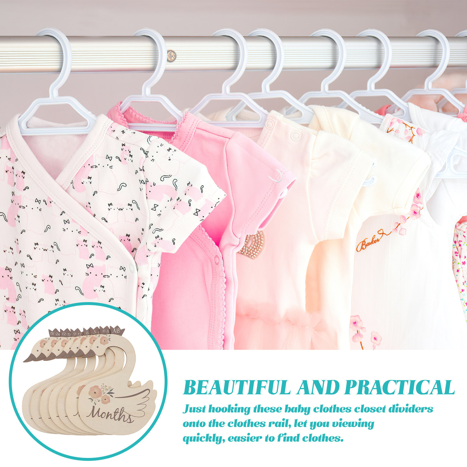 7Pcs Swan Baby Clothes Size Di - Closet Organizer Baby recension och pris