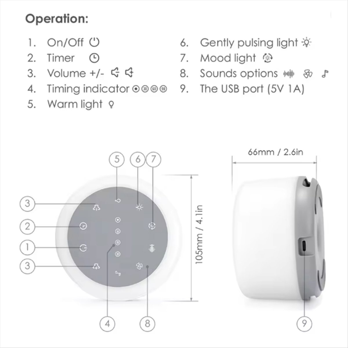 M85K Portable Sleep Sound Mach - Baby Sound Machine White recension och pris