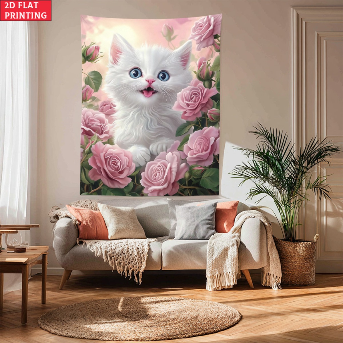 Cute white kitten rose garden  - Baby Nursery Colors recension och pris