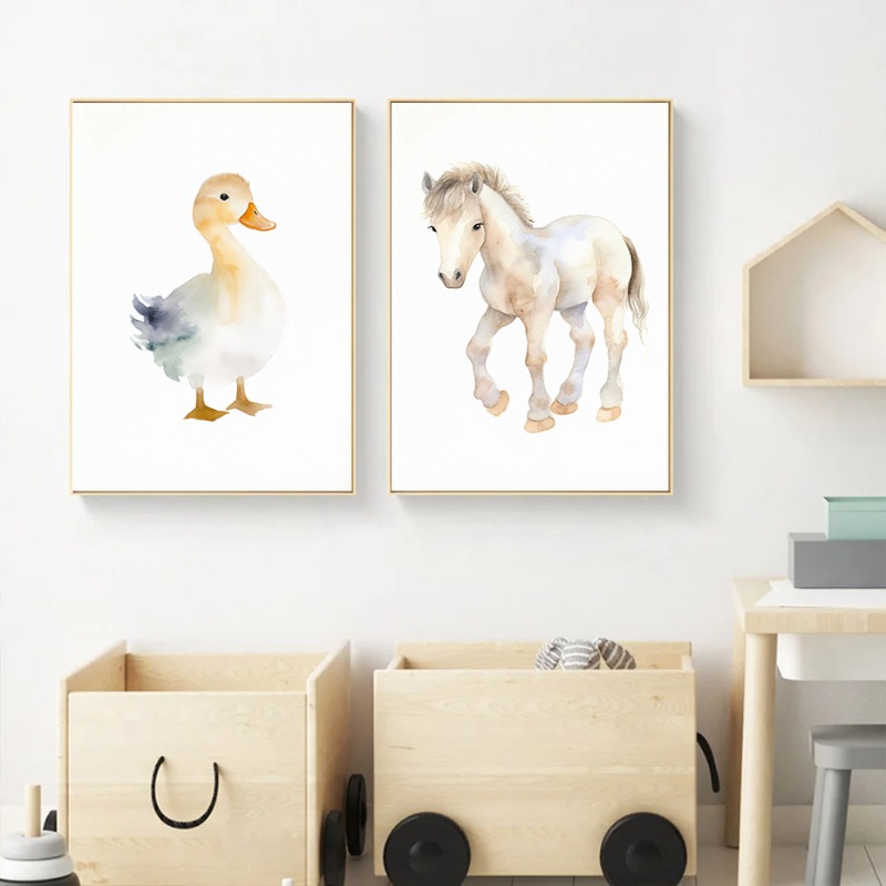 Watercolor Farm Animals Baby H - Baby Nursery Images recension och pris