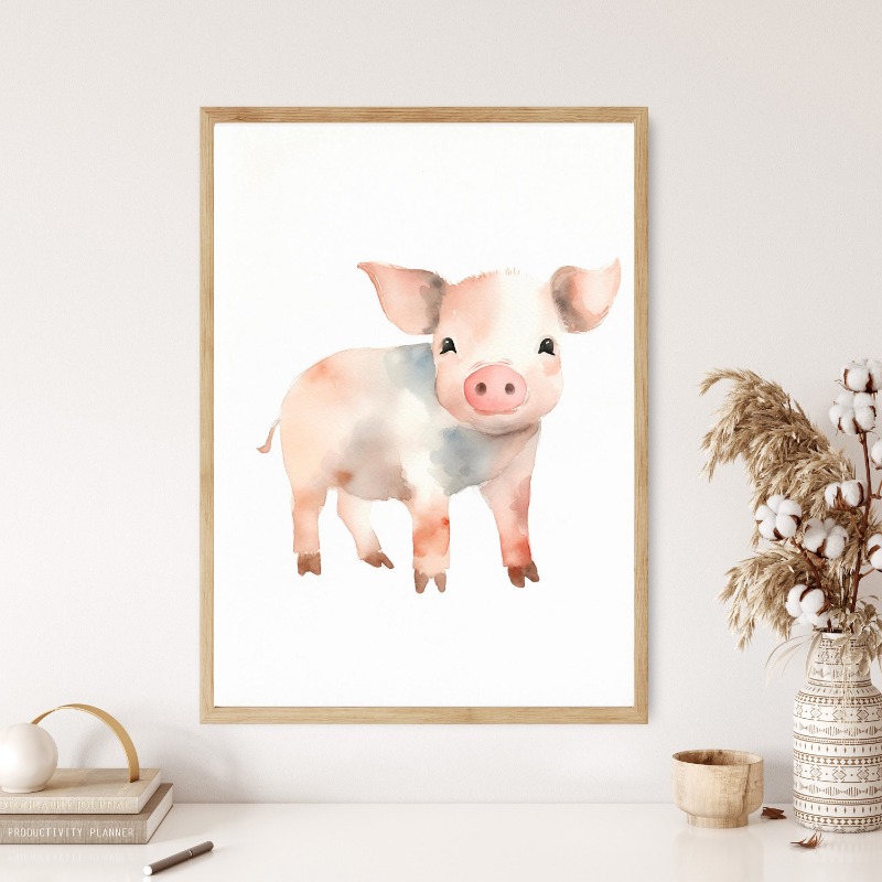 Watercolor Farm Animals Baby H - Baby Nursery Images recension och pris