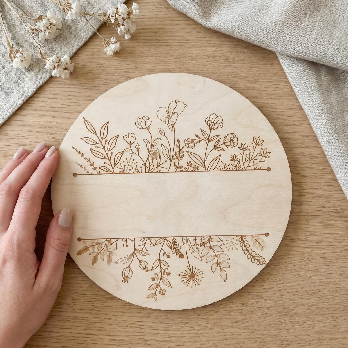 Personalized Floral Round Wood - Baby Nursery Decor recension och pris