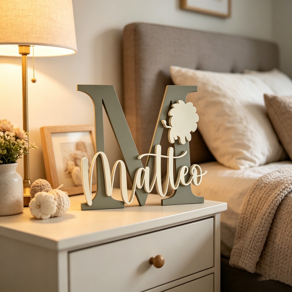 1Pc Custom Lion Name & Initial - Baby Nursery Decor recension och pris