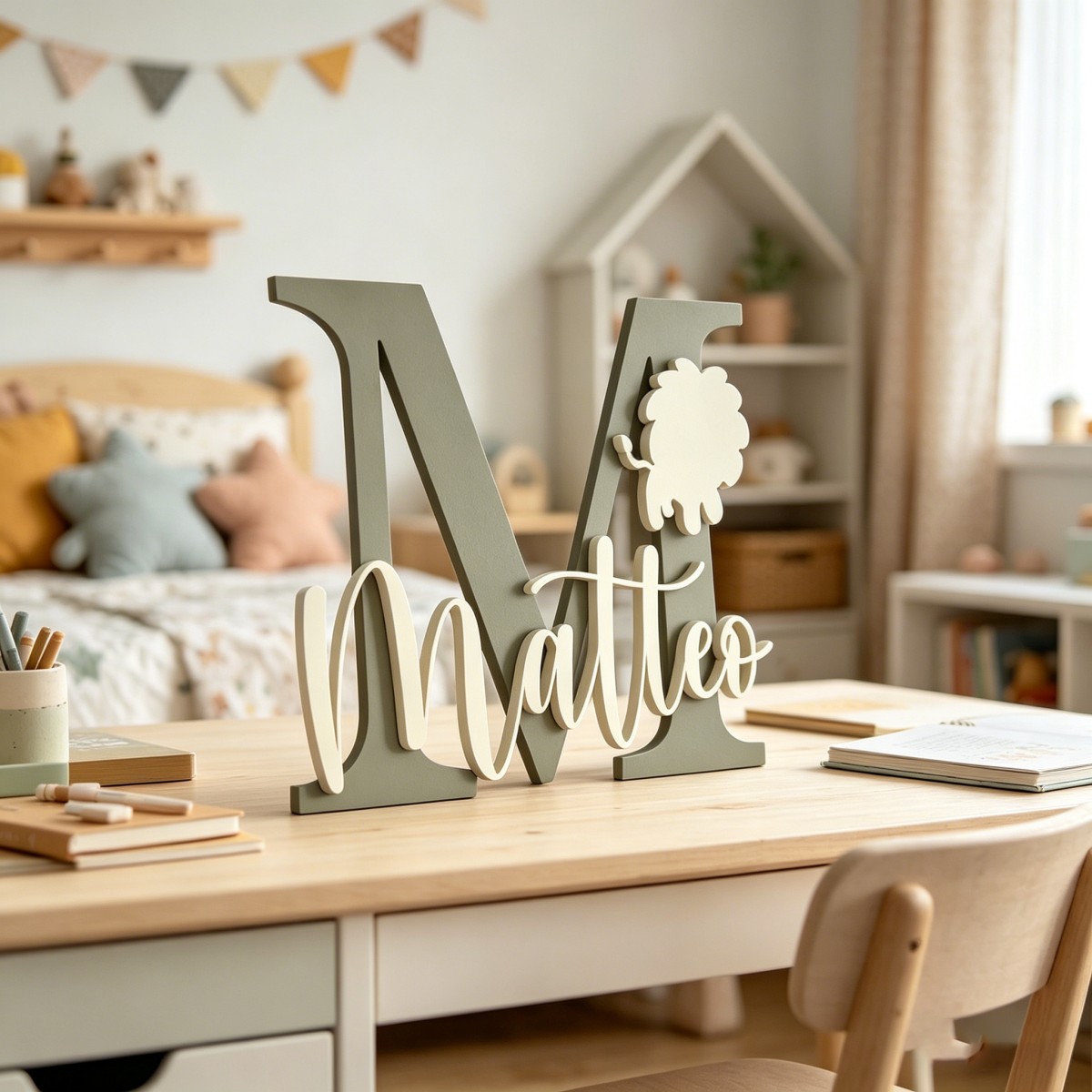 1Pc Custom Lion Name & Initial - Baby Nursery Decor recension och pris