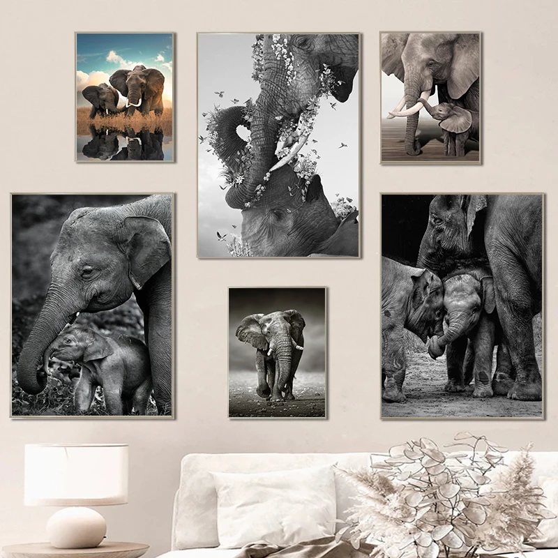 Wildlife Elephant Family Poste - Baby Nursery Images recension och pris