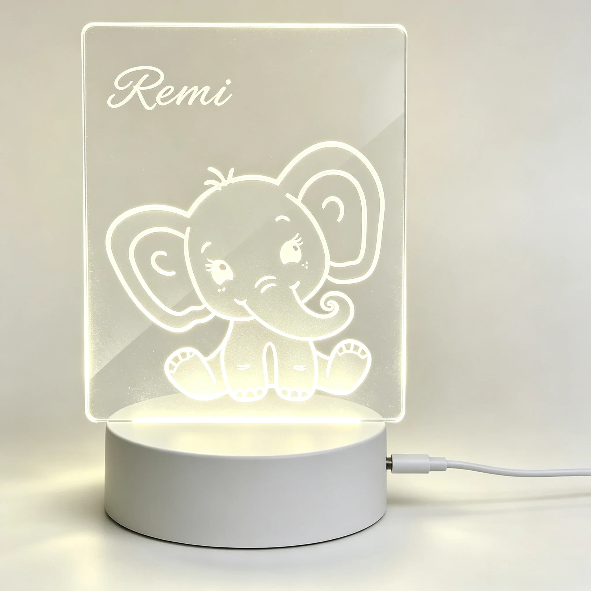 Custom Name Cute Baby Elephant - Baby Nursery Night Light recension och pris