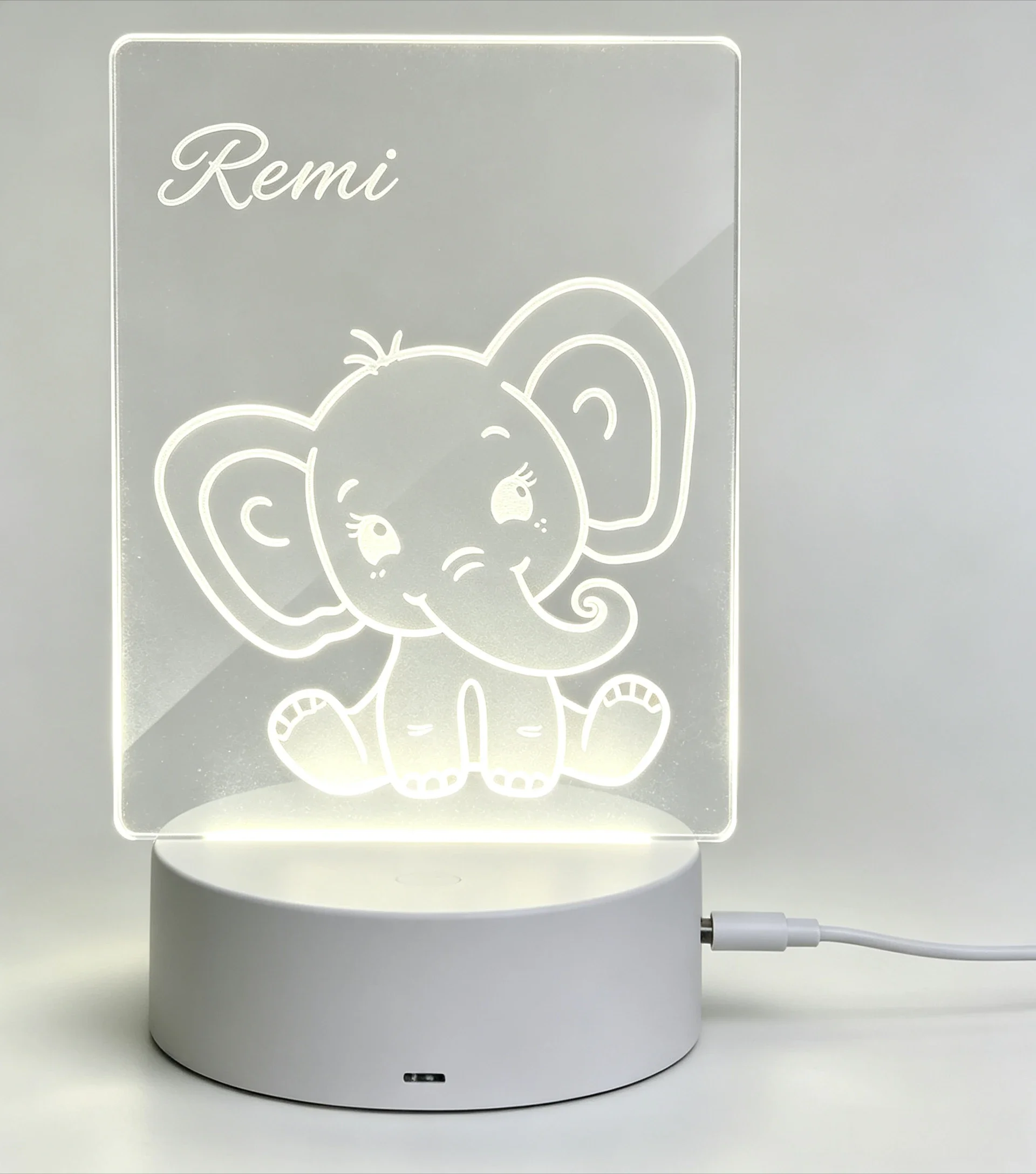 Custom Name Cute Baby Elephant - Baby Nursery Night Light recension och pris