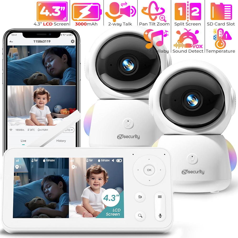 2K Baby Monitor with 2 Cameras - Baby Nursery Night Light recension och pris